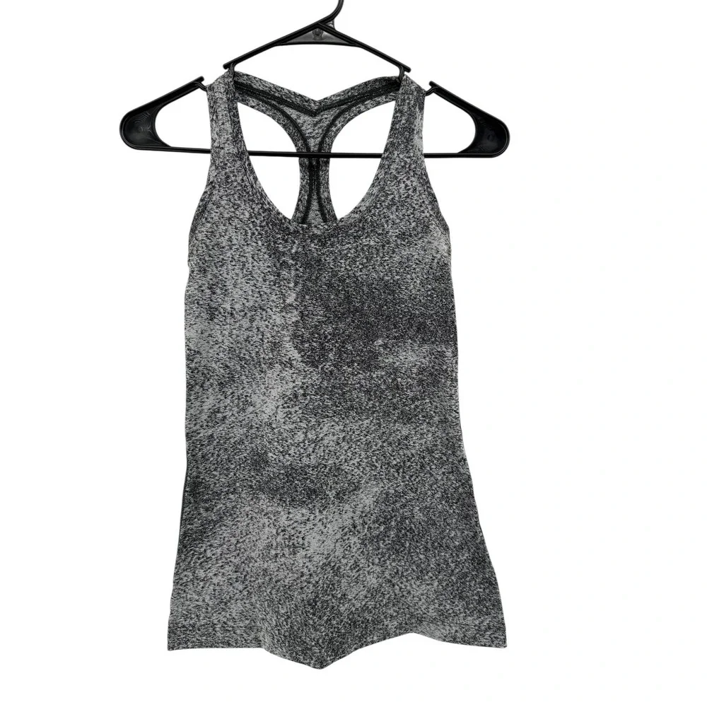 Lululemon sz 2/4 Gray Speckled Cool‎ Racerback II Tank Athletic Workout Women's